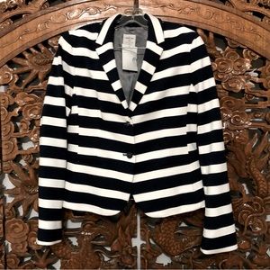 Gap NWT Academy Blazer Jacket Striped Navy/White Size 10